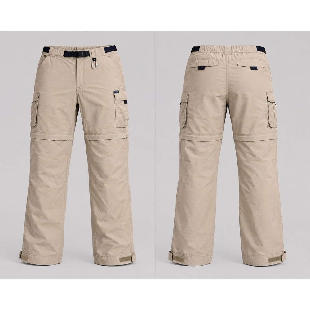 REI Co-op Convertible Pants Womens 10 KHAKI Relaxed Hiking BELTED Nylon Spandex
